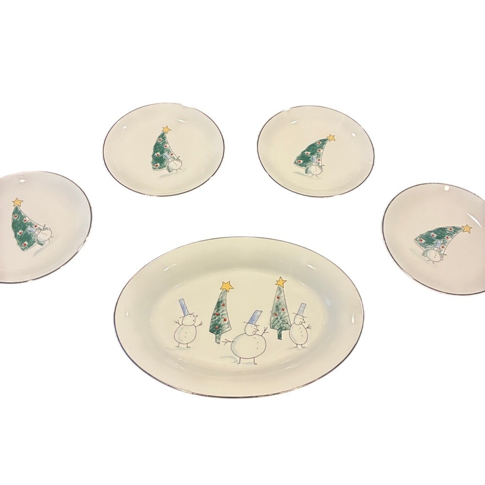 Eddie Bauer 90s Collectible Christmas Dinnerware Set 1 Serving and 4 Salad Plate